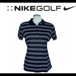 WOMEN’S Nike golf black with white stripes shirt L